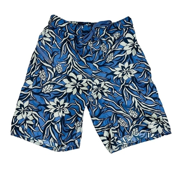 PATAGONIA Blue Boardie Tropical Shorts Boys Size Medium 10 - Picture 1 of 5
